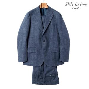 Stile Latino / スティレラティーノ コットンウールホップサック3Bスーツ(FAUSTO)（インディゴ）｜lunedomenica