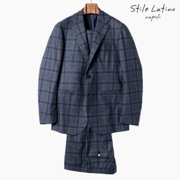 Stile Latino / スティレラティーノ ウールコットンストレッチグレンチェック柄3Bスーツ...