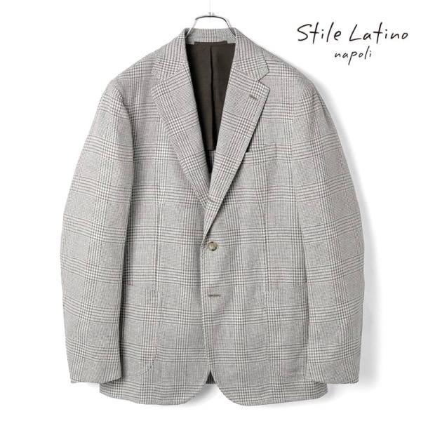 Stile Latino / スティレラティーノウールシルクヘンプサマーツイードグレンチェック柄3B...