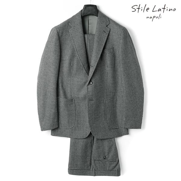 Stile Latino / スティレラティーノ ウールライトツイード千鳥格子柄パッチポケット3Bス...