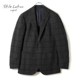 <美品>STILE LATINO ネイビー ウール カシミヤ ジャケット 48 STILE LATINO 【スティレラティーノ】[秋冬] カシミア グレン