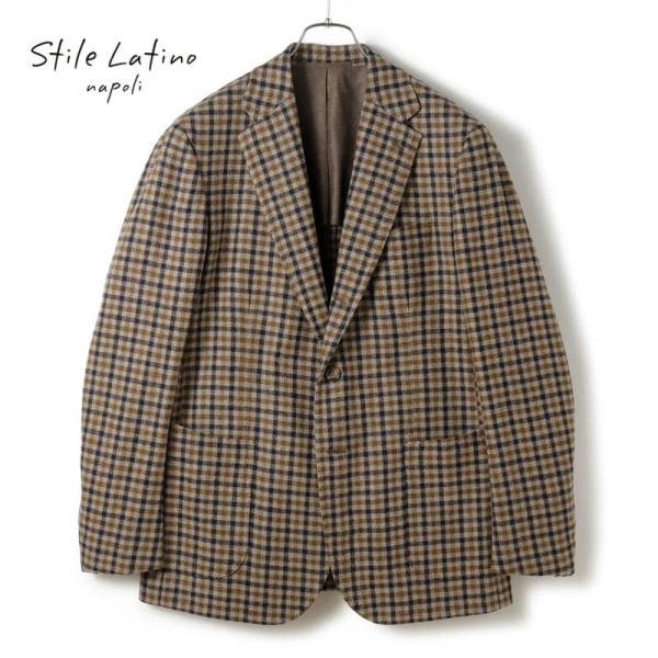 Stile Latino / スティレラティーノ ウールカシミヤソフトツイードガンクラブチェック柄3...