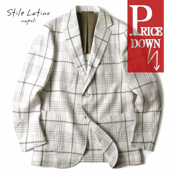 Stile Latino / スティレラティーノ リネンツイルチェック柄3Bジャケット(VINCEN...