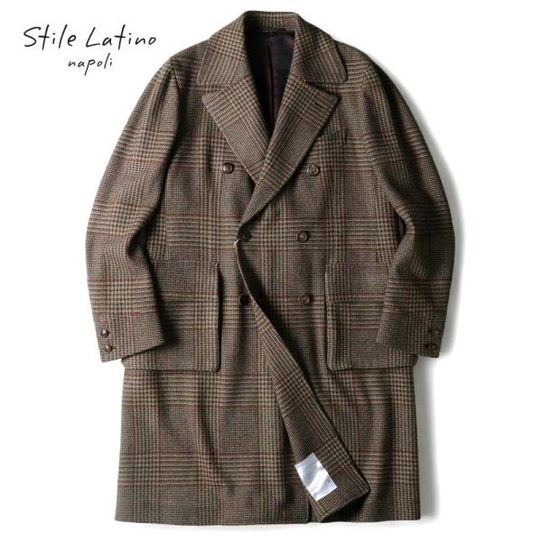 Stile Latino / スティレラティーノ ウールカシミヤソフトツイードチェック柄6Bダブルコ...