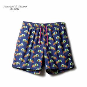Seaward ＆ Stearn / シーワード＆スターン パラソル柄ナイロンプリントスイムショーツ （ネイビー基調）
