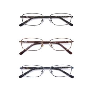 メガネ屋さんが選んだコスパ高メガネ WB-3297 スクエア 眼鏡 軽い 度入りレンズ付き+日本製メガネ拭き+布ケース付 度付き フルリム メタル Lune-0111 2023