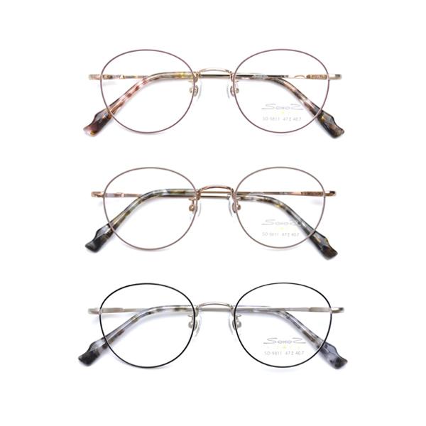 メガネ屋さんが選んだコスパ高メガネ SO-9811 ラウンド 眼鏡 軽い 度入りレンズ付き+日本製メ...