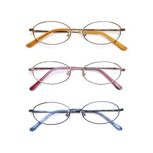 メガネ屋さんが選んだコスパ高メガネ WB-3289 オーバル 眼鏡 軽い 度入りレンズ付き+日本製メガネ拭き+布ケース付 度付き フルリム メタル Lune-0121 2023