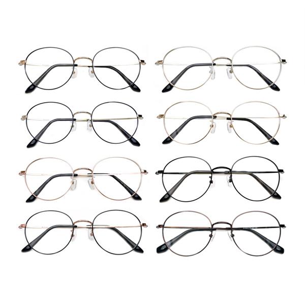 メガネ屋さんが選んだコスパ高メガネ M-8802 ラウンド 眼鏡 軽い 度入りレンズ付き+日本製メガ...