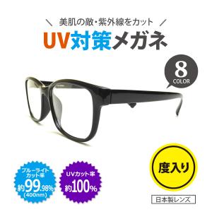 UV対策メガネ　度入り・乱視対応　フレームタイプ 【 ウェリントン 】Lune-0002　UVカット率約100%