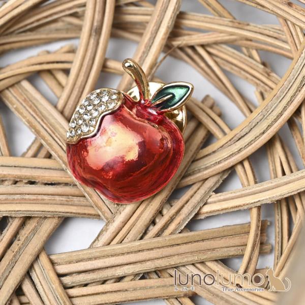 メール便送料無料 ピンバッチ ラペルピン ピンブローチ りんご リンゴ 林檎 果物 フルーツ ライン...