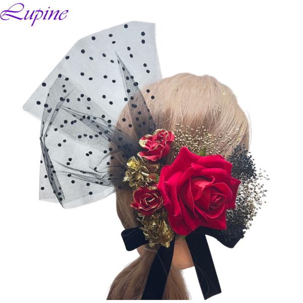 髪飾り 大人気 新作 バラ チュール 結婚式 卒業式 成人式 着物　振袖　色打掛 hr80