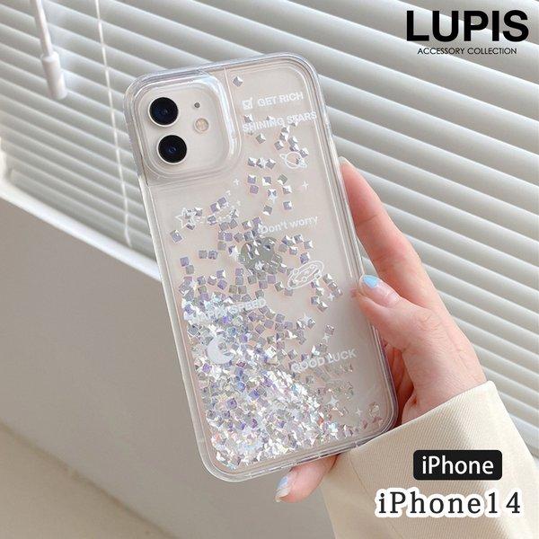 iPhoneケース iPhone14 キラキラ クリア 動く 流れる 液体 かわいい 爽やか オーロ...