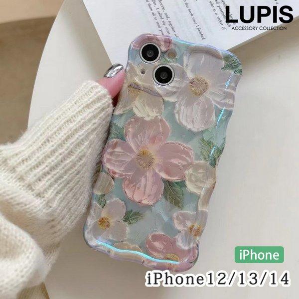 iPhoneケース iPhone12 iPhone13 iPhone14 フラワー ウェーブ かわい...