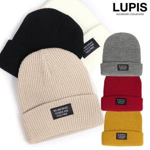 ニット帽 ニットビーニー レディース フロントタグ ブラック