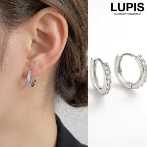 ピアス シンプル ストーン フープ シルバー 20代 30代 40代 ルピス lupis