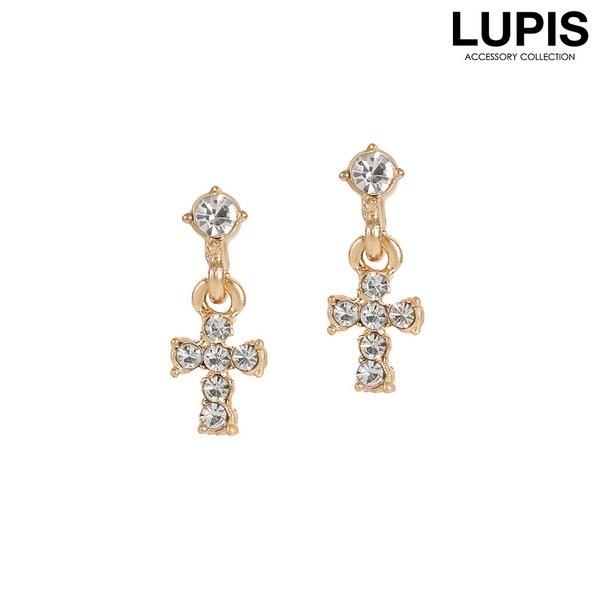 ピアス レディース ストーン クロス 揺れる ぶらさがり ゴールド クリア シンプル ルピス lup...