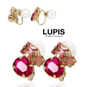 イヤリング パール ビジュー ピンク カットストーン ワンポイント ルピス LUPIS｜LUPIS Yahoo!店