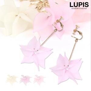 イヤリング フラワー お花 ペタル ネジバネ 揺れる ホワイト ピンク パープル かわいい ルピス LUPIS｜lupis