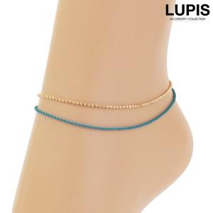 アンクレット ターコイズ レディース ゴールド チェーン 2連 海 おしゃれ かわいい ルピス lupis