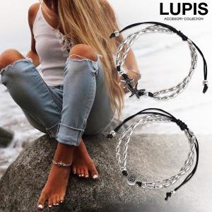 アンクレット シルバー ビーズ フェイクレザー スターフィッシュ