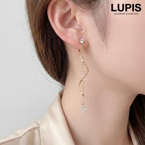 イヤリング 大ぶり 揺れる クリップ チェーン ストーン