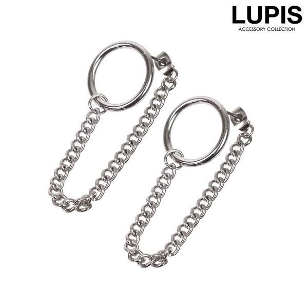 ピアス レディース メタル サークル リング チェーン スポーティー 韓国 クール 大ぶり シルバー...