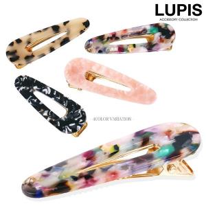ヘアクリップ ヘアアクセサリー マーブル シェル べっ甲 挟むだけ 簡単装着 ベージュ ネイビー ミックス ルピス lupis