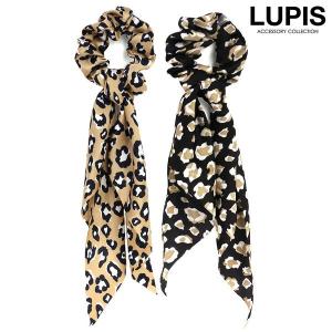 シュシュ リボン ヘアアクセサリー レオパード 2Way スカーフ ルピス LUPIS｜lupis