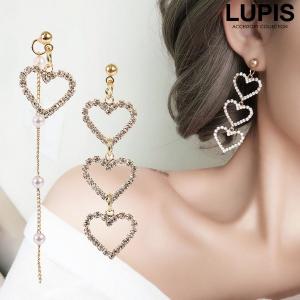 ピアス 大ぶり アシメトリー ハート ストーン パール 揺れる ルピス LUPIS｜lupis