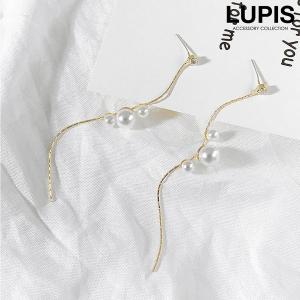 ピアス レディース 3連パール ロングチェーン オケージョン お呼ばれ 揺れる 華奢 大人 上品 ルピス lupis