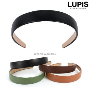 カチューシャ 太め ワイド フェイクレザー ブラック