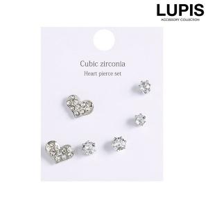 ピアス セットピアス セット シンプル キュービックジルコニア レディース ハート パヴェ クリア 小さめ ルピス lupis｜LUPIS Yahoo!店