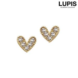 ピアス シンプル ハートピアス プチハート ストーン ゴールド クリア ルピス LUPIS｜lupis