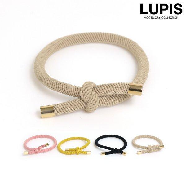 ヘアアクセサリー ヘアゴム ロープ ノット 太め 丈夫 シンプル ブラック ベージュ イエロー ピン...