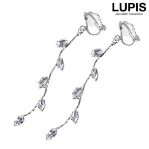 イヤリング リーフ ロングピアス カットストーン チェーン 揺れる シルバー 大人 上品 クリップ式 ルピス lupis｜LUPIS Yahoo!店