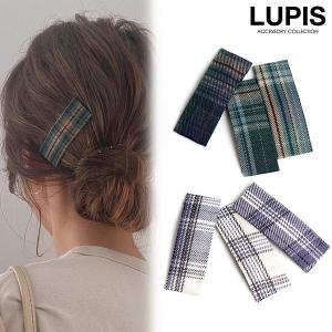 パッチンピン ヘアピン ヘアアクセサリー スリーピン チェック スクエア 大人 かわいい おしゃれ ルピス LUPIS｜LUPIS Yahoo!店