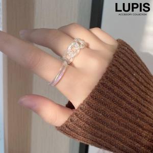 指輪 リング レディース セットリング チェーン クリア オーロラ ボリューム 大ぶり アクリル ルピス LUPIS｜lupis