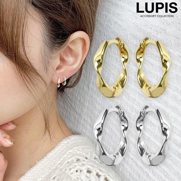 ピアス フープピアス ツイスト ひねり 変形 小さめ プチ メタル ゴールド シルバー シンプル 大...