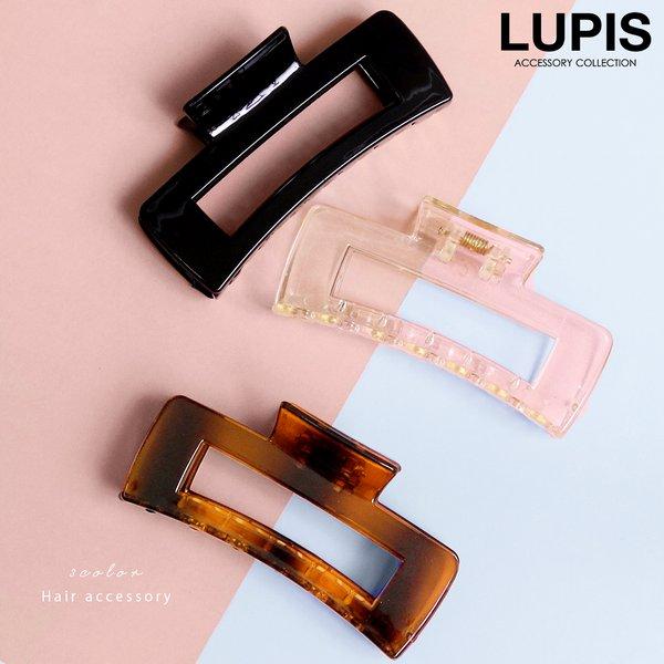 バンスクリップ ヘアクリップ 大きめ スクエア ブラウン べっ甲 ブラック ボリューム 40代 ルピ...
