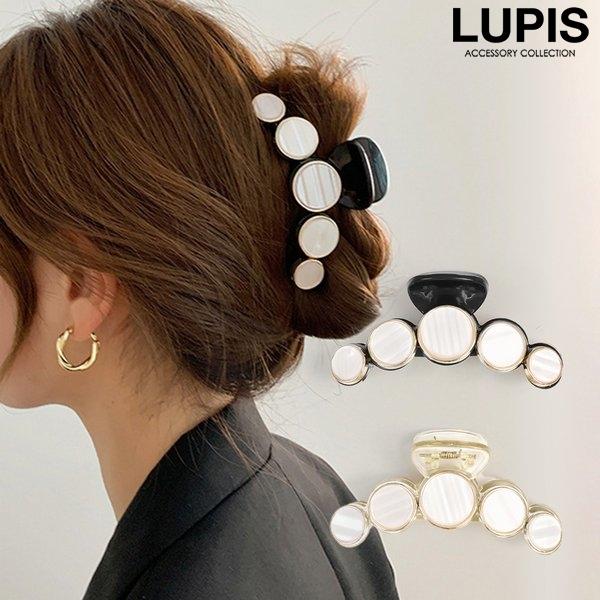 バンスクリップ ヘアクリップ レディース サークル シェル 大きめ オフィス ブラック クリア 高見...