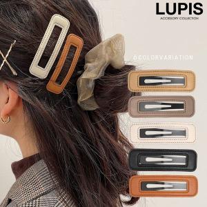 ヘアピン パッチンピン ヘアアクセサリー フェイクレザー