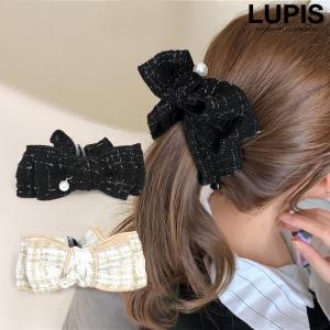 パリスキッズ ヘアクリップ 2個組 カラー リボン サテン 推しカラー