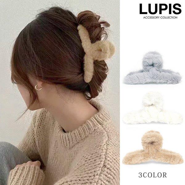 バンスクリップ ヘアクリップ ファー クリップ ハーフアップ まとめ髪 ヘアアクセ ふわふわ くすみ...
