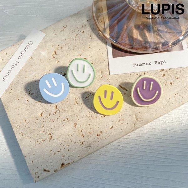 ピアス レディース スマイル 手書き かわいい おしゃれ 変形 サークル バイカラー アシンメトリー...