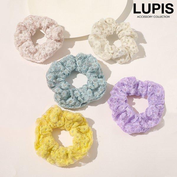 シュシュ ヘアアクセサリー フラワー 花柄 刺繍 ビタミンカラー かわいい 爽やか ガーリー ヘアゴ...