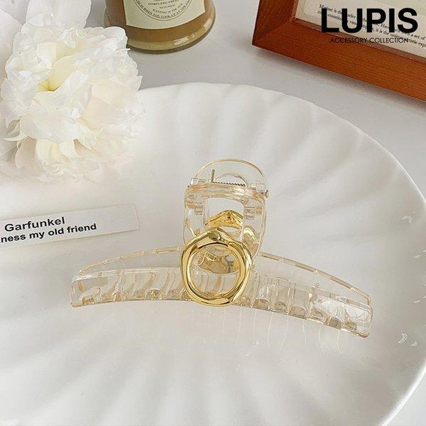 バンスクリップ ヘアクリップ ヘアアクセサリー 変形メタル アクリル ベージュ クリア 大人っぽい ...