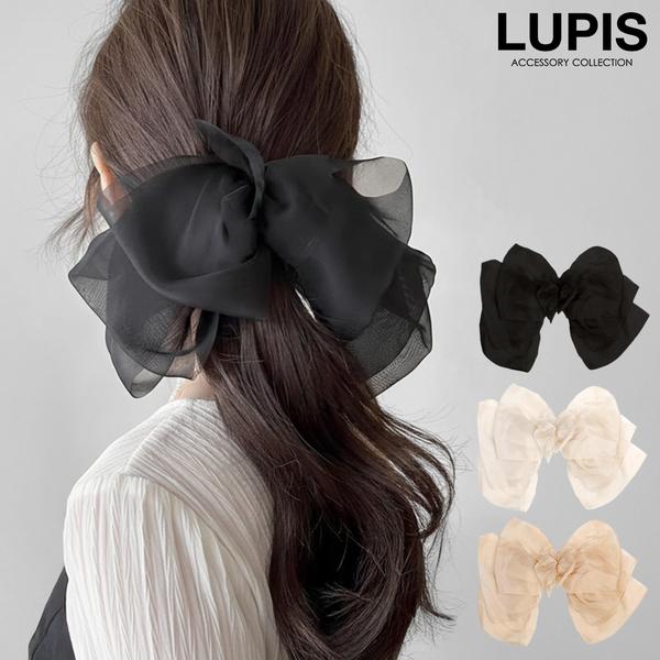 バレッタ シフォンバレッタ リボンバレッタ BIGリボン ヘアアクセサリー 大きめ 大ぶり ガーリー...