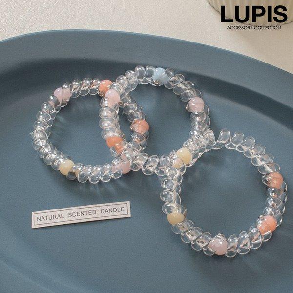 コイルヘアゴム スプリングヘアゴム ヘアアクセサリー ポニー クリア 透明 カラーボール シャーベッ...