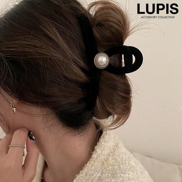 バンスクリップ ヘアアクセサリー ヘアクリップ ベロア パール レトロ ループライン クラシカル 高...